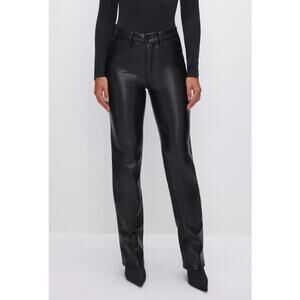 GOOD AMERICAN Women's Good Icon Faux Leather Pants 10/30 Black Straight NWOT